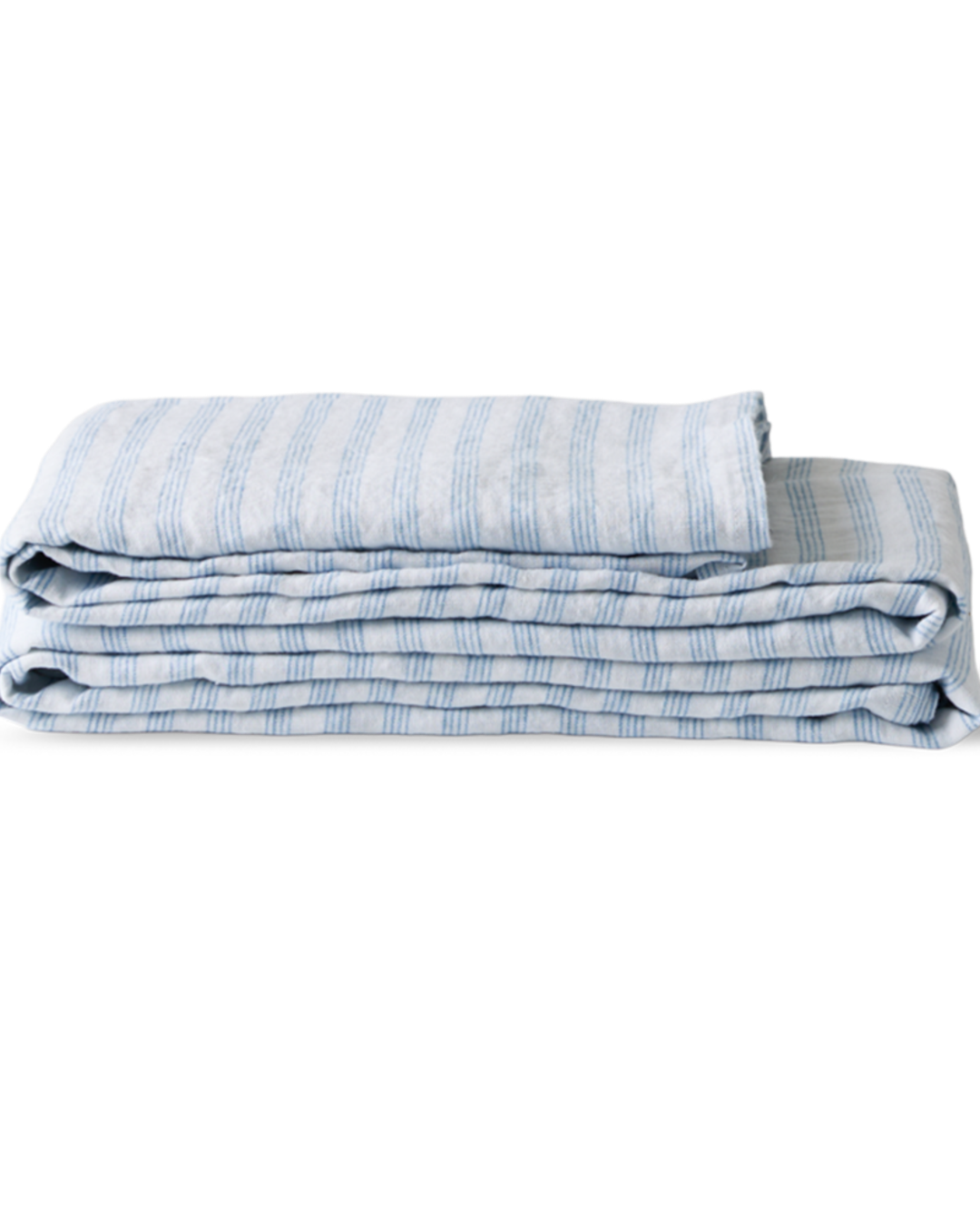 Merci - Nappe En Lin Lavé - Rayures Pinceau Bleu Primaire