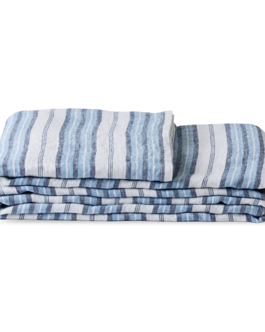 Merci - Washed linen tablecloth - Primary Blue Palette Stripes