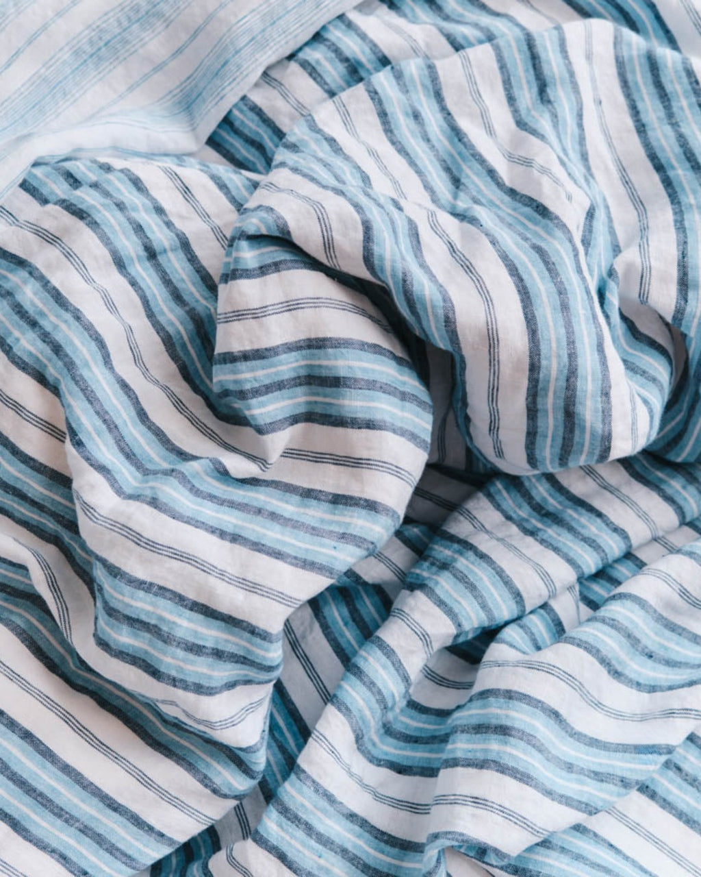 Merci - Housse De Couette En Lin Lavé - Rayures Palette Bleu Primaire