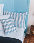 Merci - Washed linen pillowcase - Primary Blue Palette Stripes