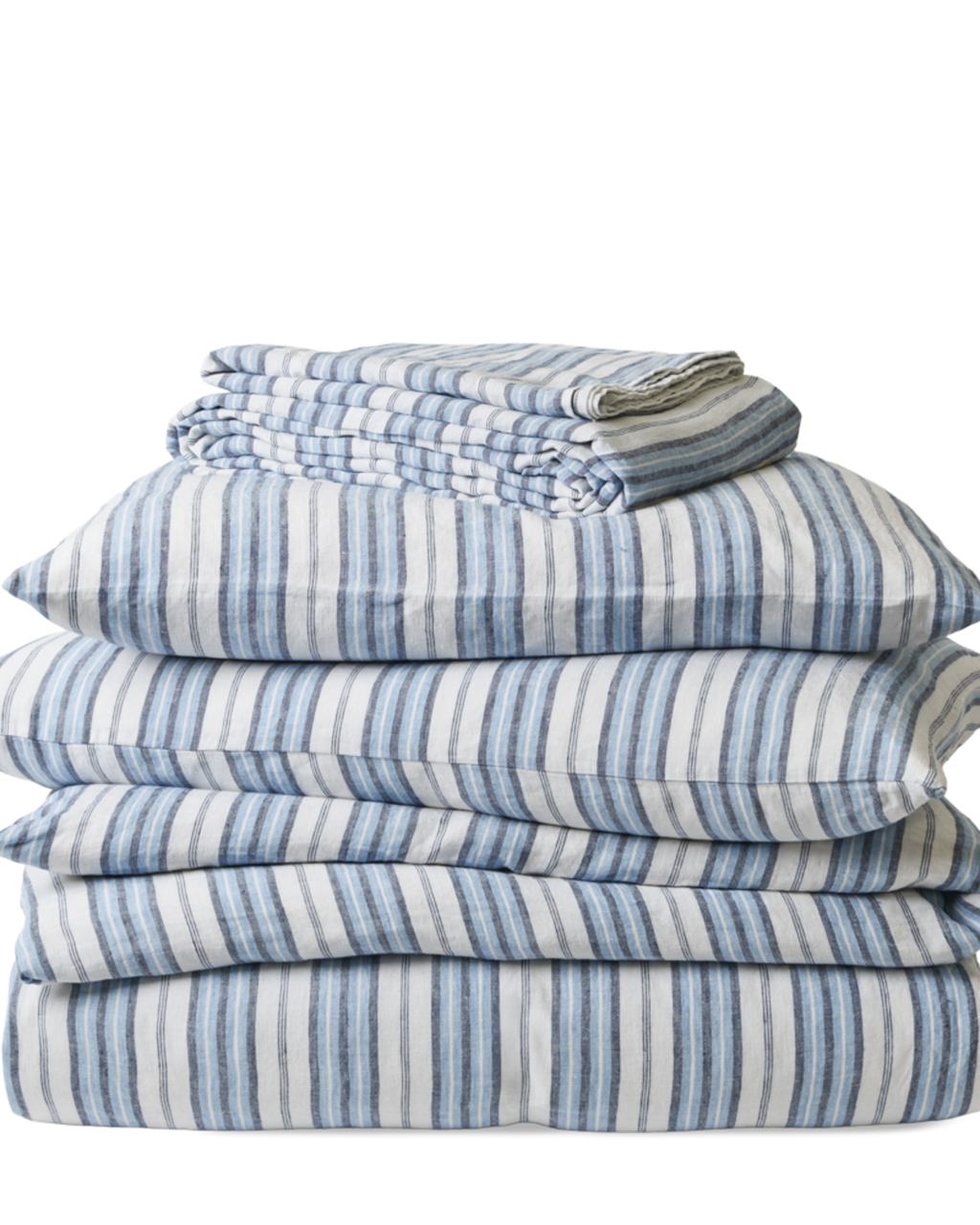 Merci - Washed linen pillowcase - Primary Blue Palette Stripes