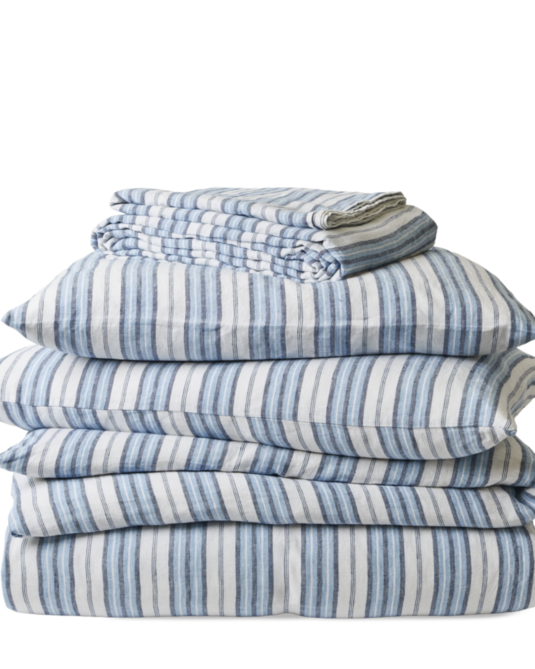 Merci - Washed linen pillowcase - Primary Blue Palette Stripes