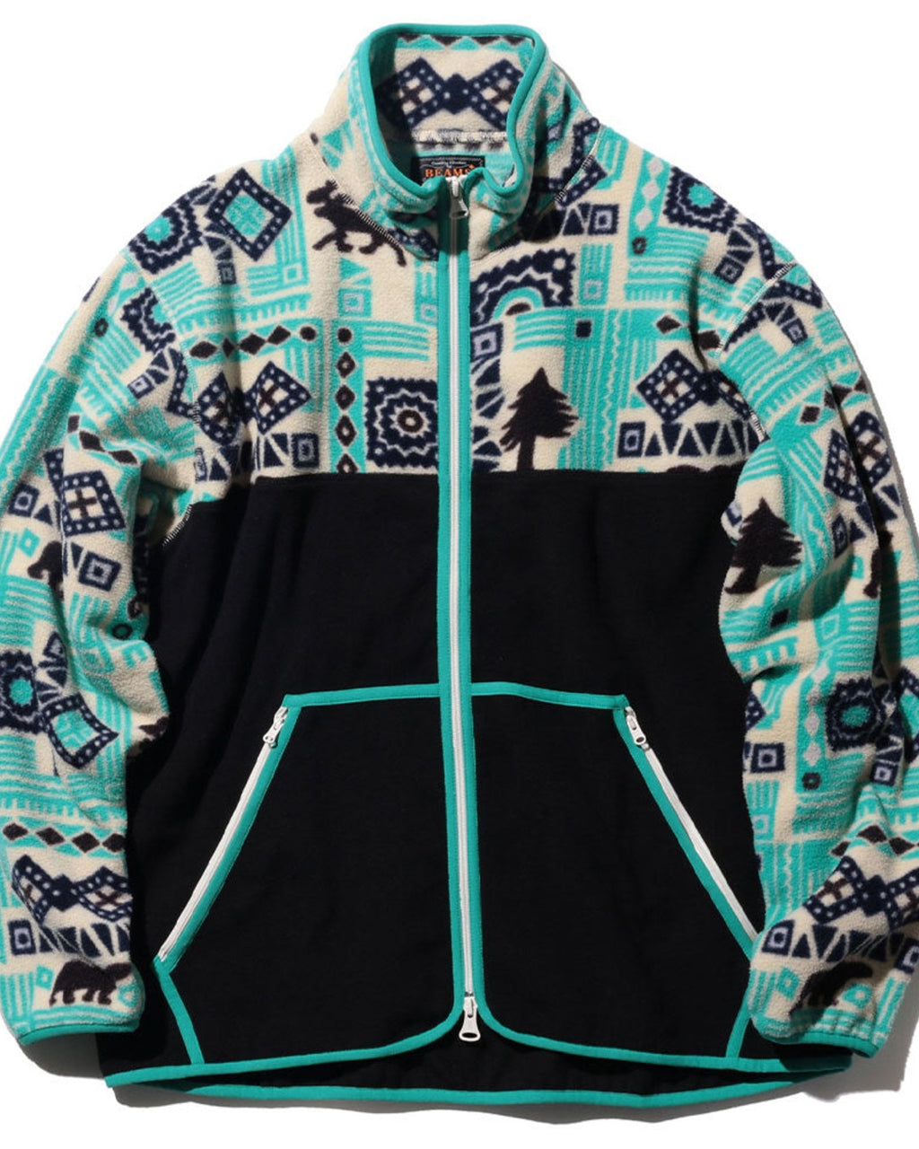 Beams Plus - Jersey imprimé animal - Bleu