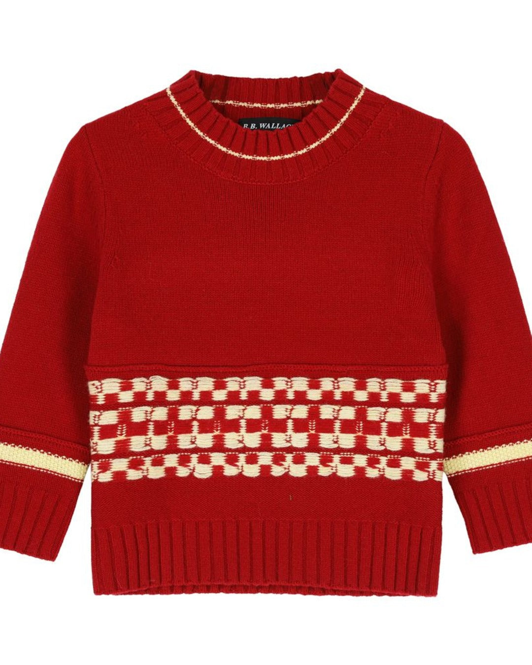 BB Wallace - Pull col rond Fairisle - Rouge jaune