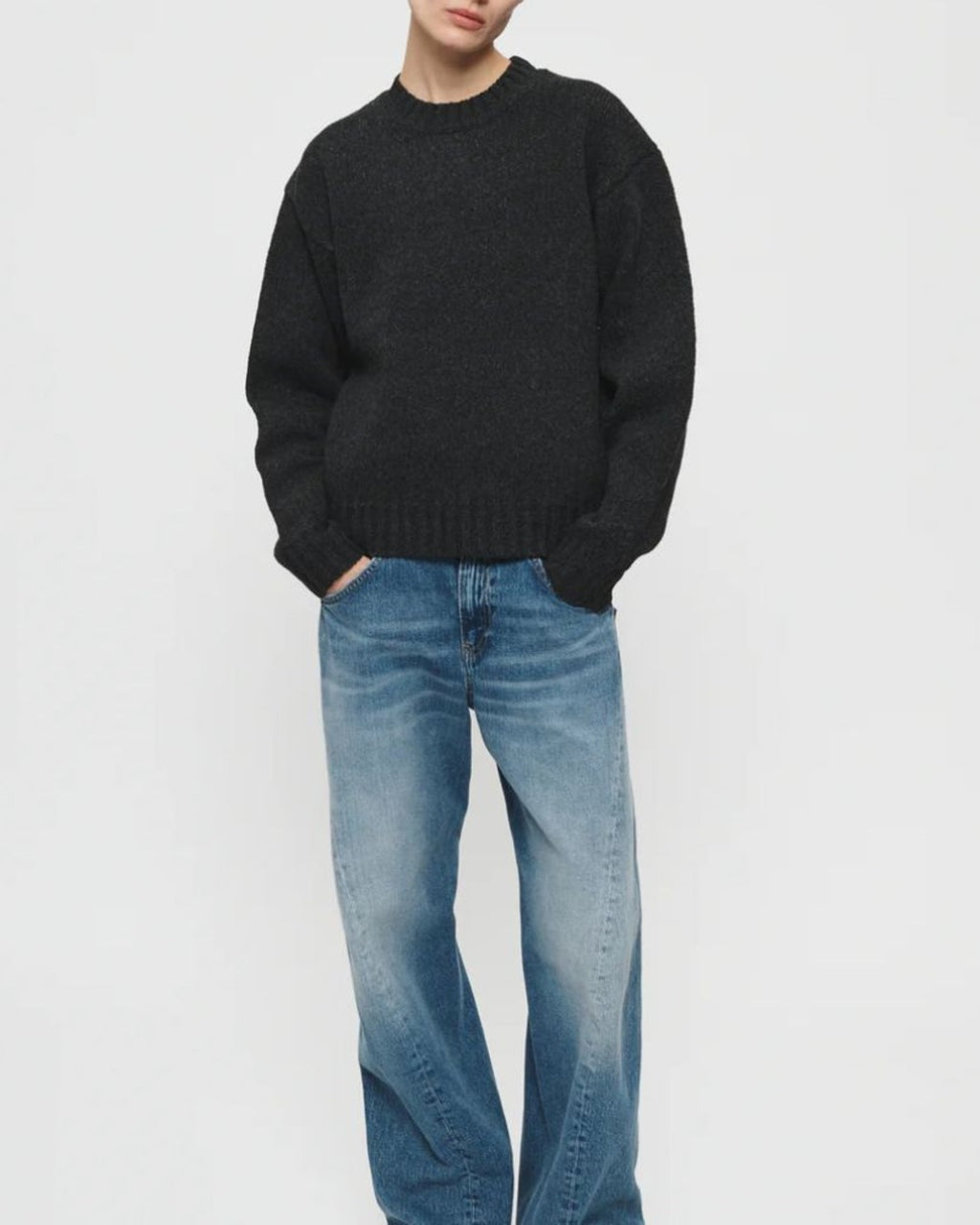 6397 - High Crew Neck Sweater - Charcoal