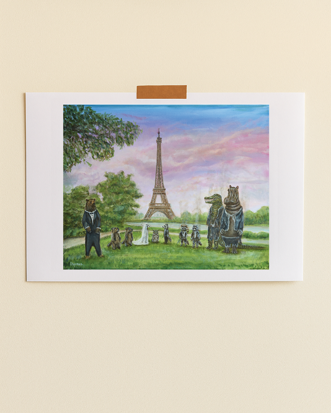 Merci x Travis Chapman - Eiffel Tower Sunset Wedding poster