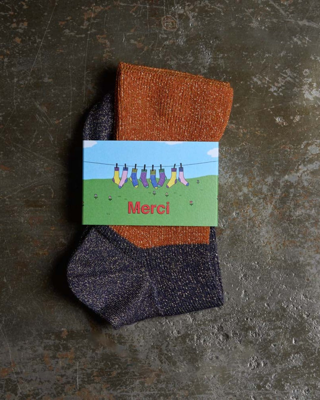 Merci - Ludo Socks - Orange & Navy