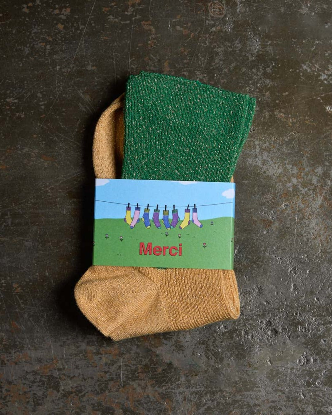 Merci - Ludo Socks - Green & Gold