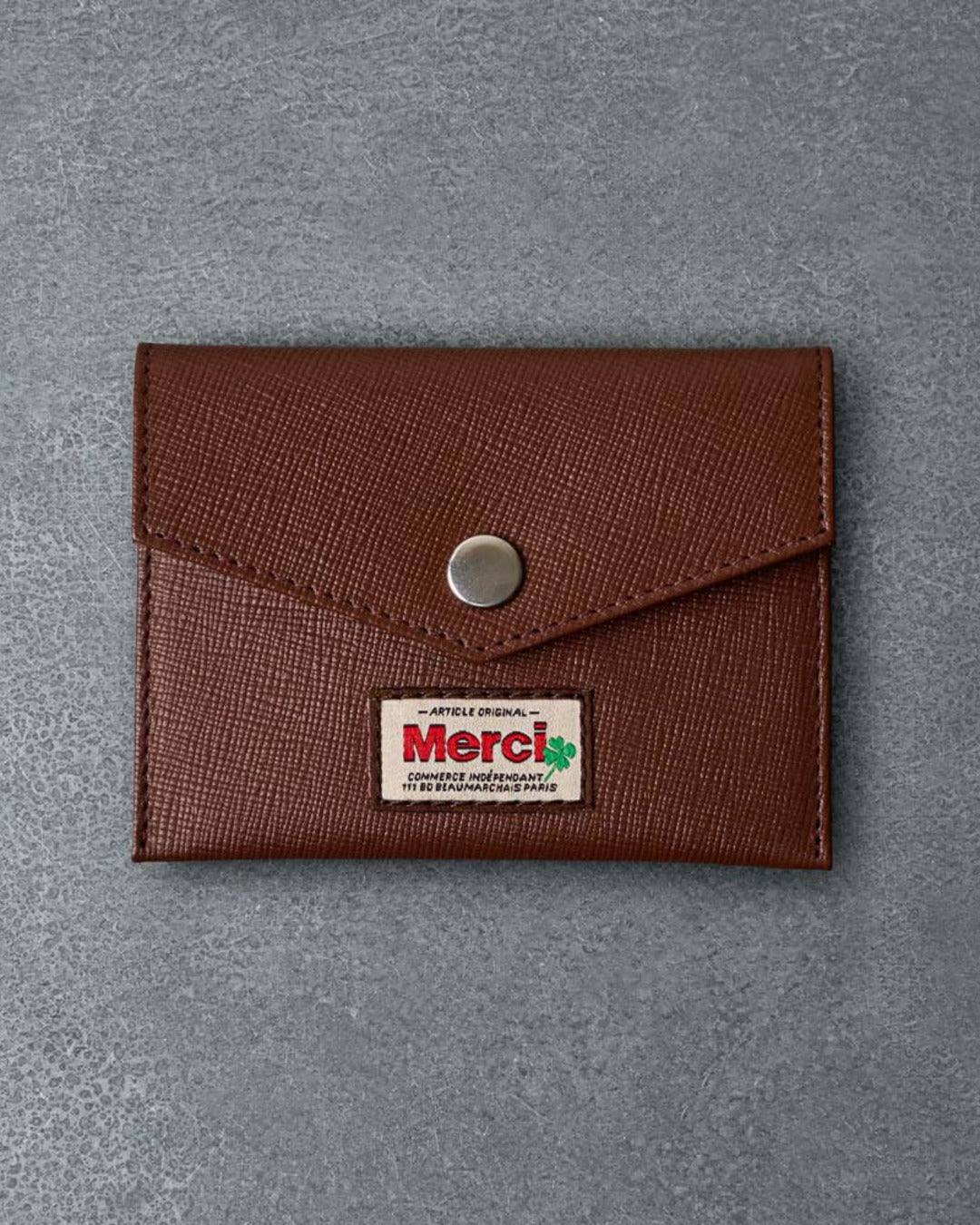 Merci - Porte Carte À Rabat - Camel