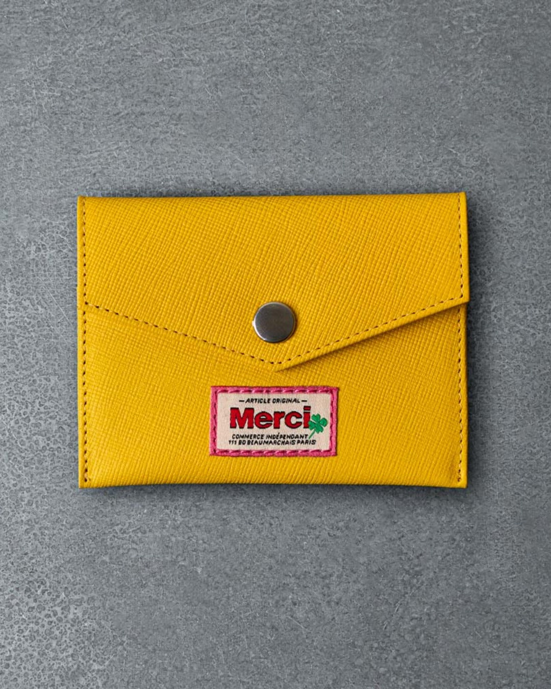 Merci - Card Holder with Flap - Yellow