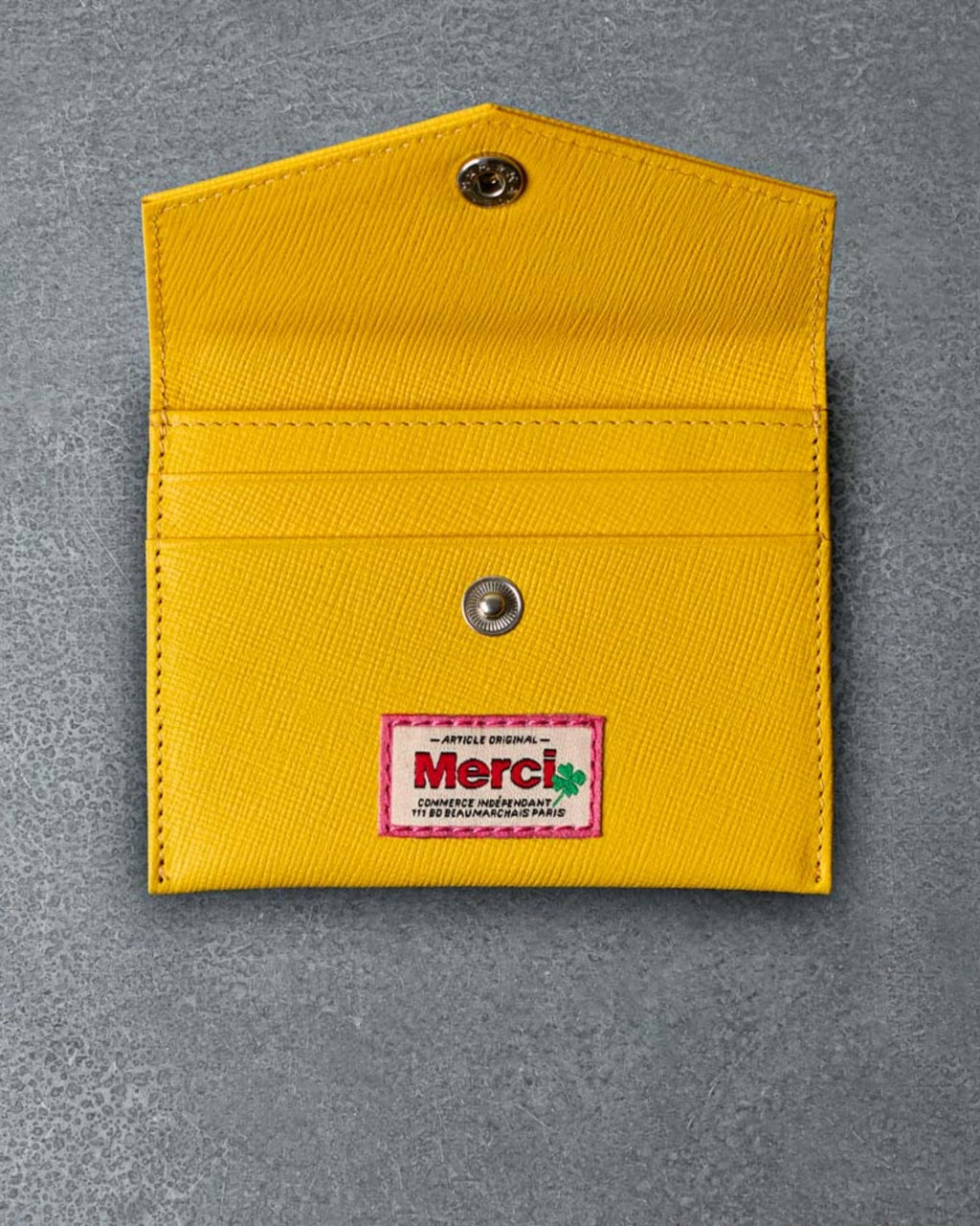 Merci - Card Holder with Flap - Yellow