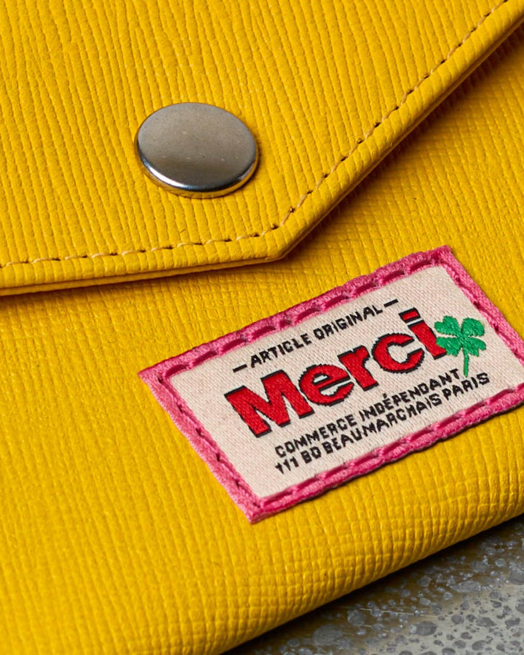 Merci - Card Holder with Flap - Yellow