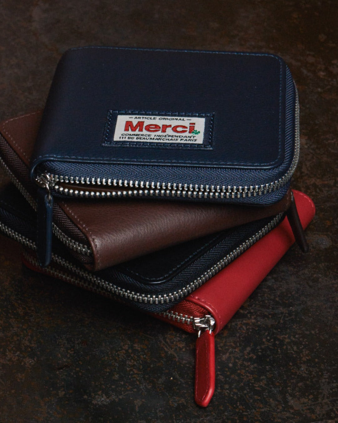 Merci - Porte Feuille Zip - Rouge