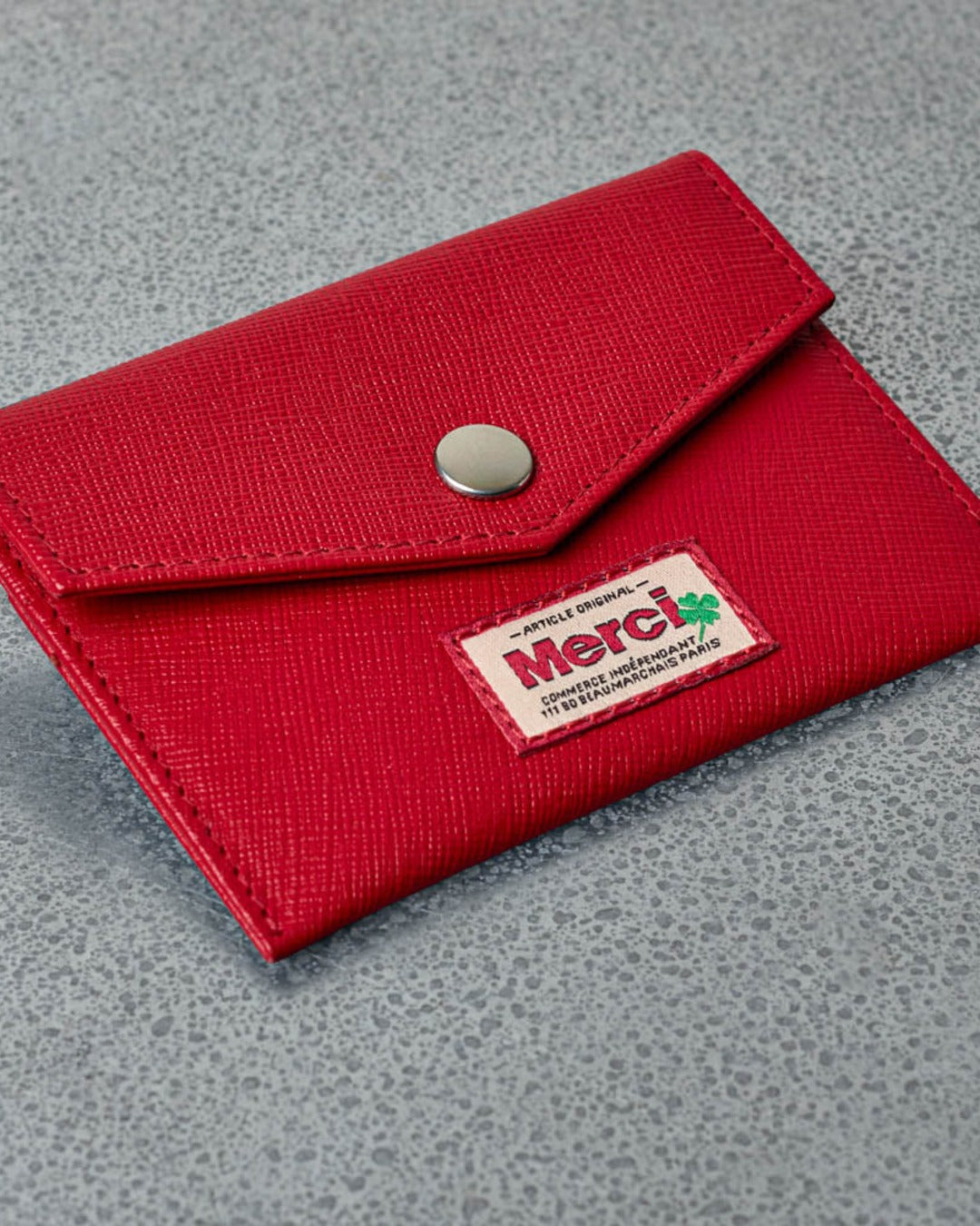 Merci - Card Holder with Flap - Red