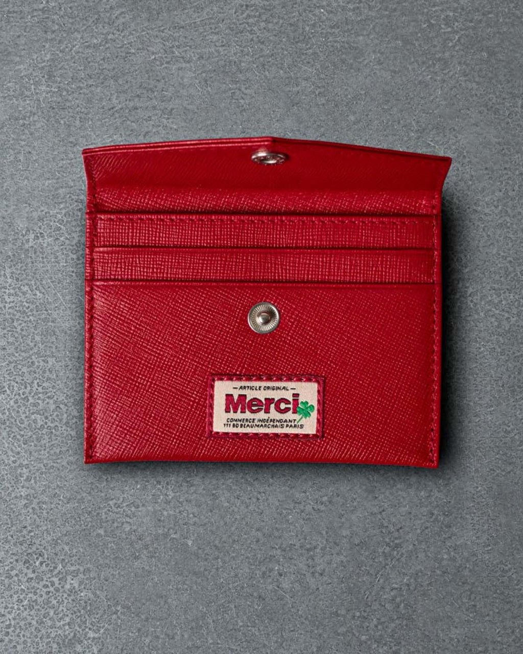 Merci - Card Holder with Flap - Red