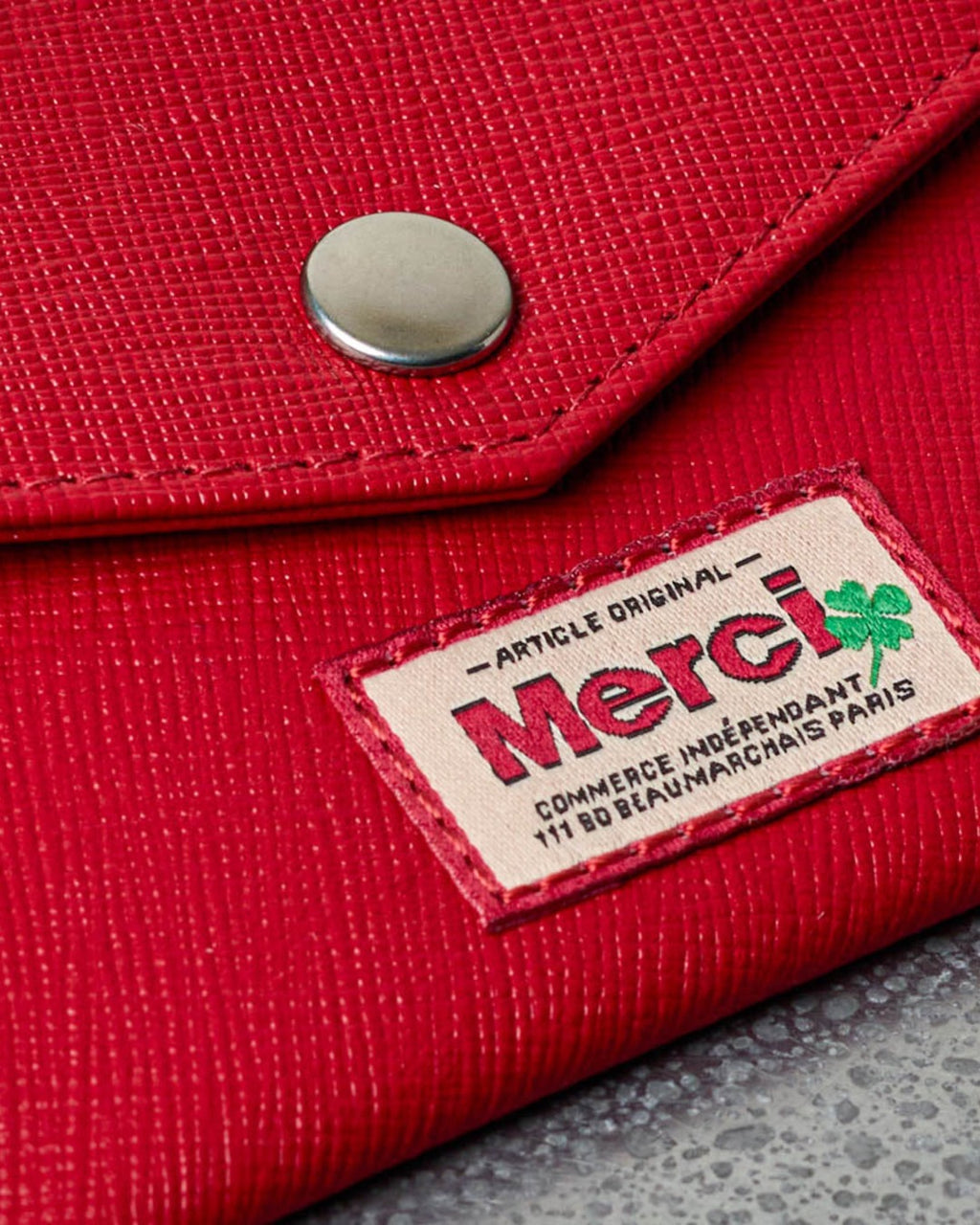 Merci - Card Holder with Flap - Red