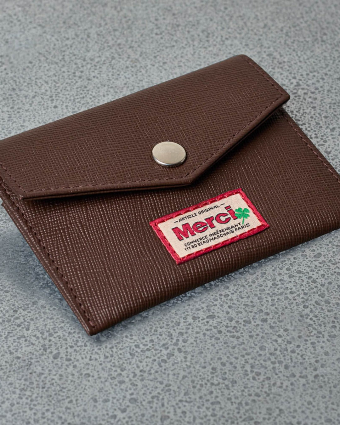Merci - Card Holder with Flap - Chocolate