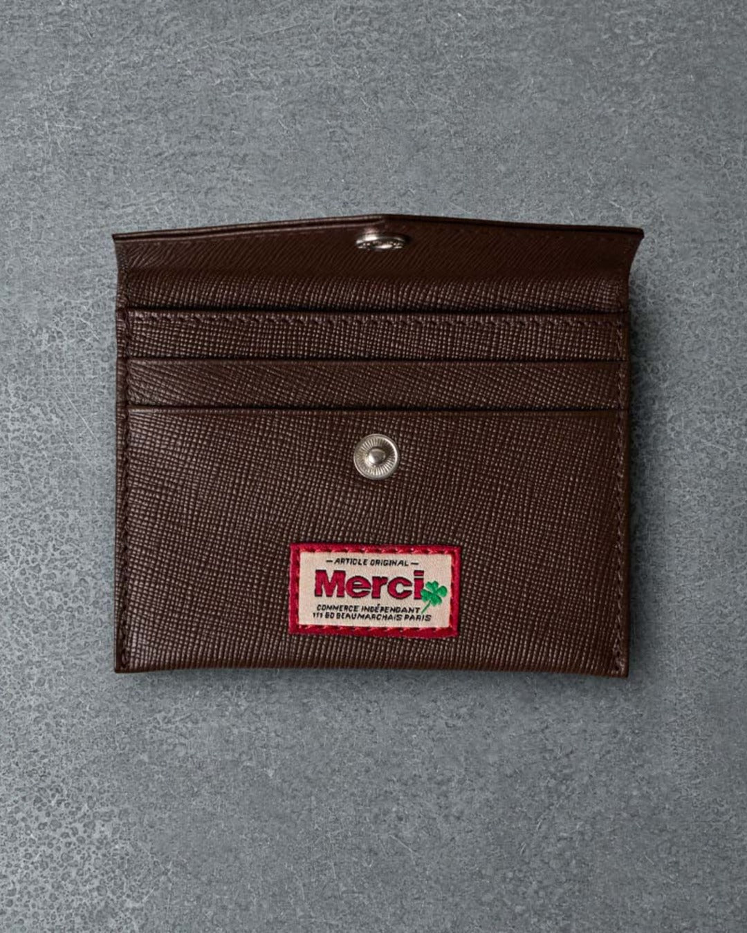 Merci - Card Holder with Flap - Chocolate