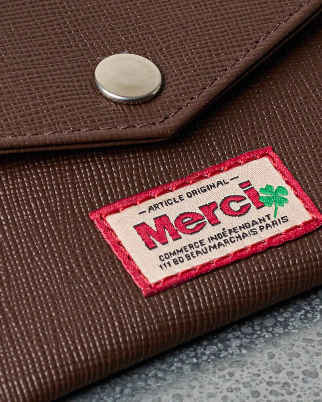 Merci - Card Holder with Flap - Chocolate