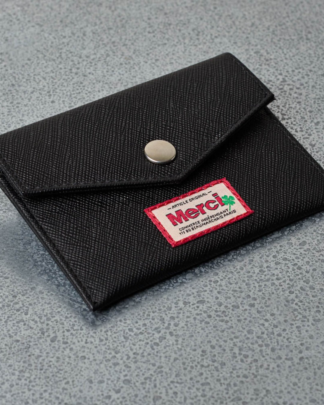 Merci - Card Holder with Flap - Black