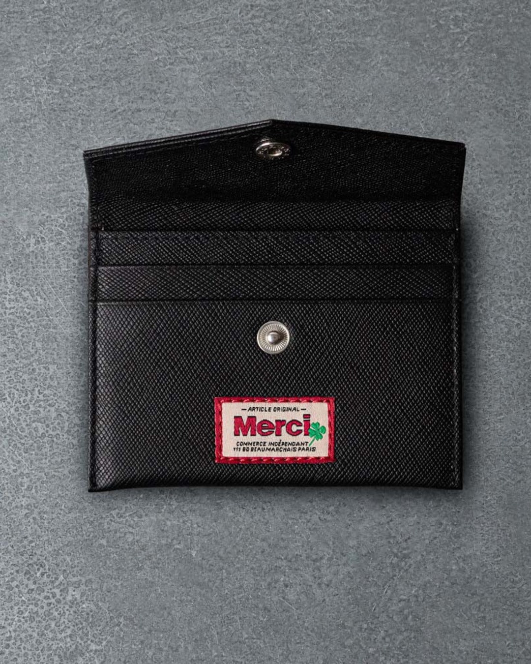 Merci - Card Holder with Flap - Black
