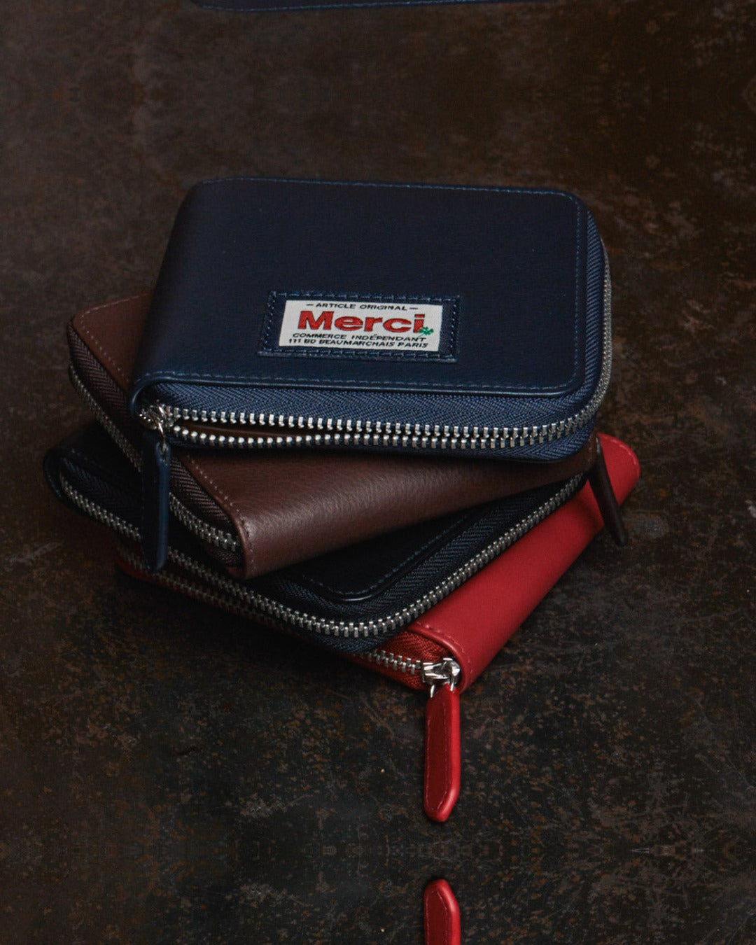Merci - Porte Feuille Zip - Marine