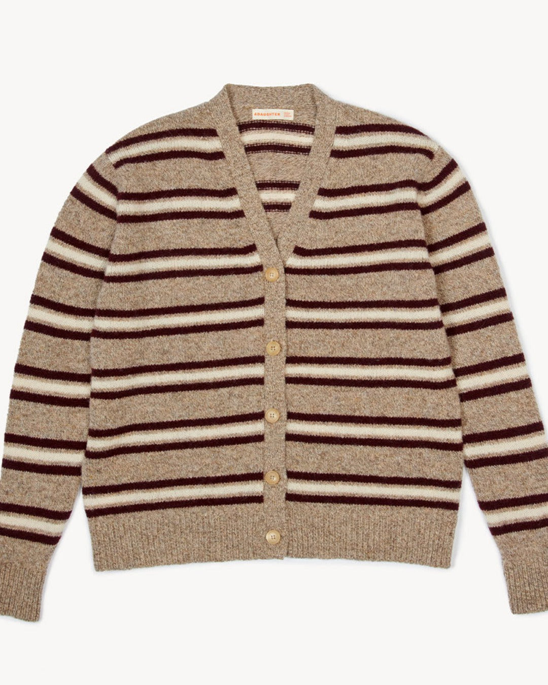 & Daughter - Striped Shetland Cardigan - Natural
