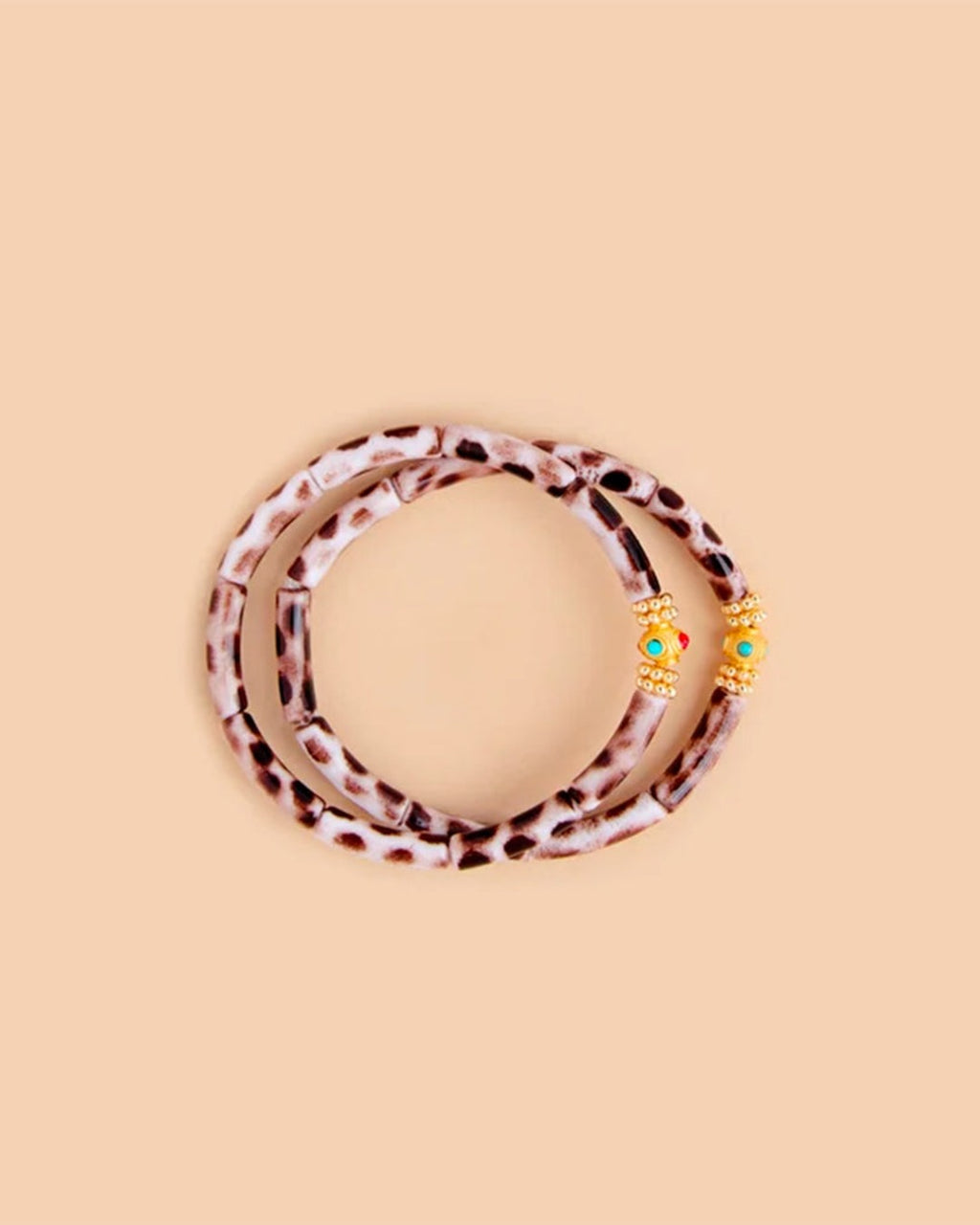 Juhu - Duo Mini Leo Bracelet - White & Brown