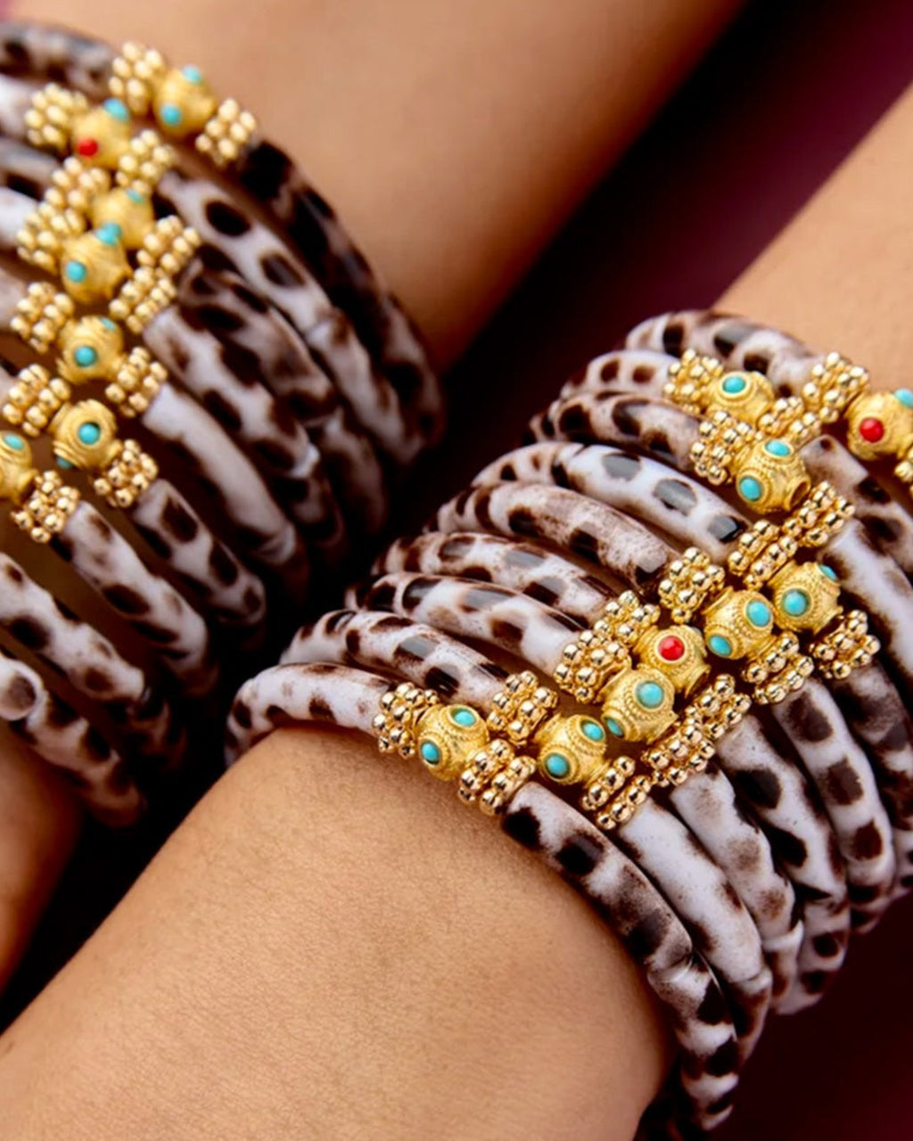 Juhu - Duo Mini Leo Bracelet - White & Brown
