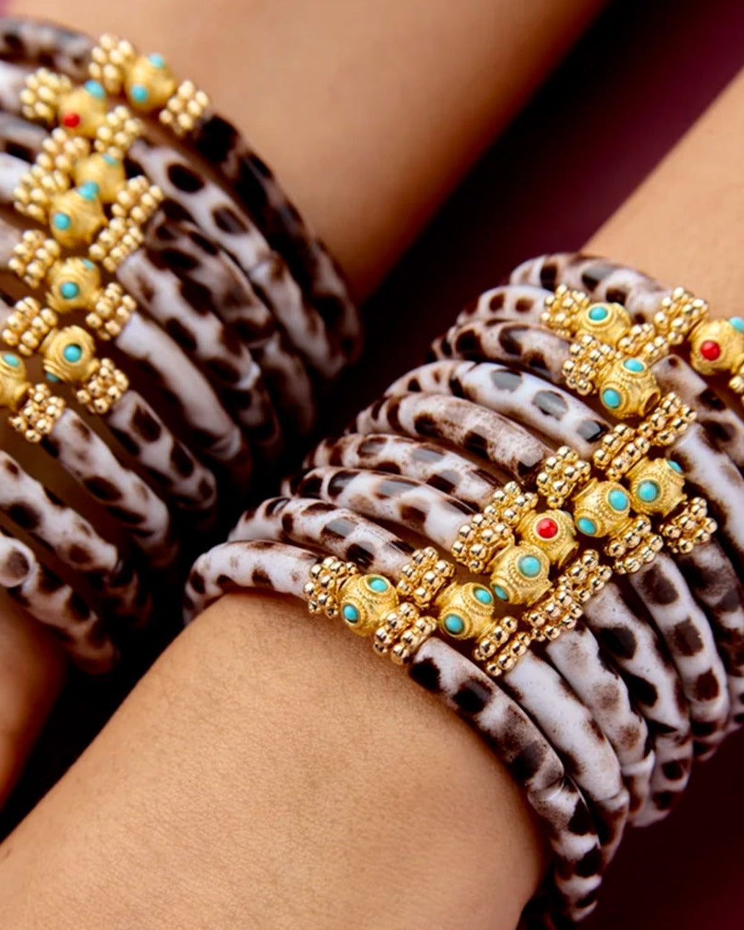 Juhu - Duo Mini Leo Bracelet - White & Brown