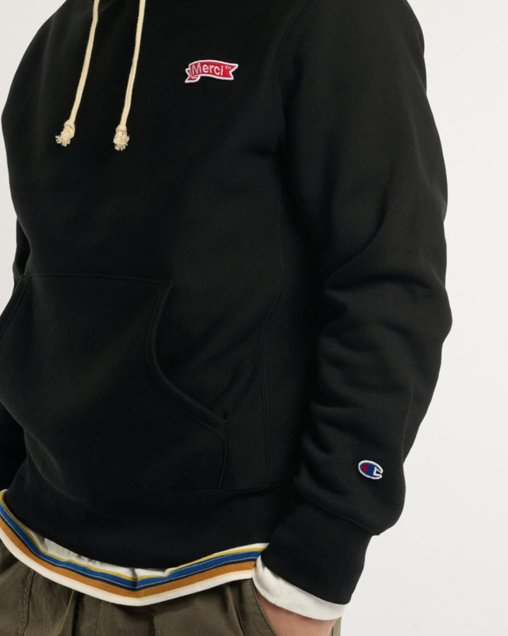 Merci x Champion - Sweat À Capuche Merci Patch - Noir