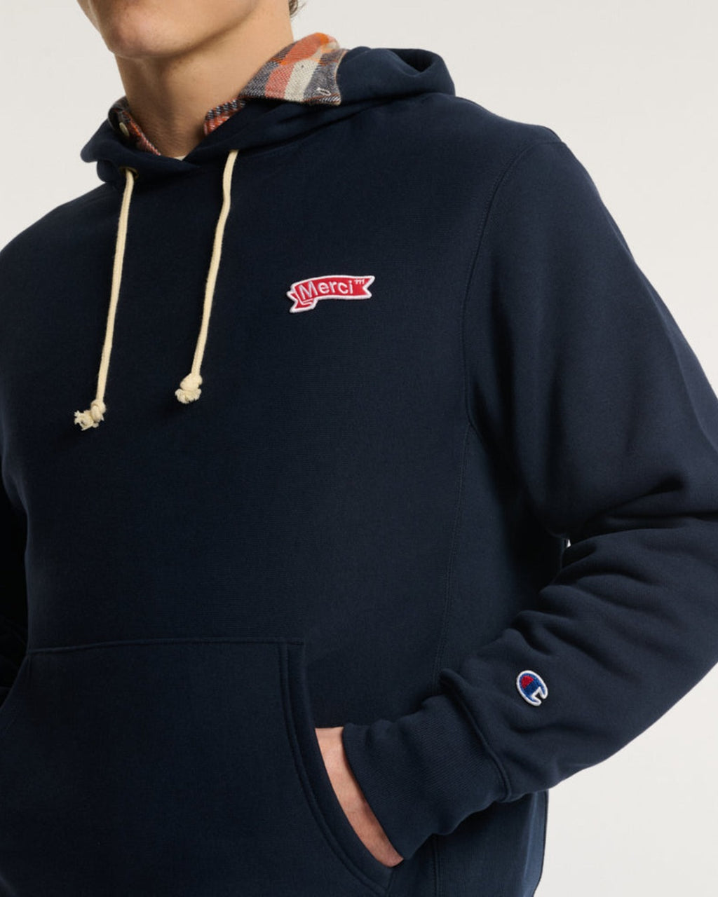 Merci x Champion - Sweat À Capuche Merci Patch - Navy