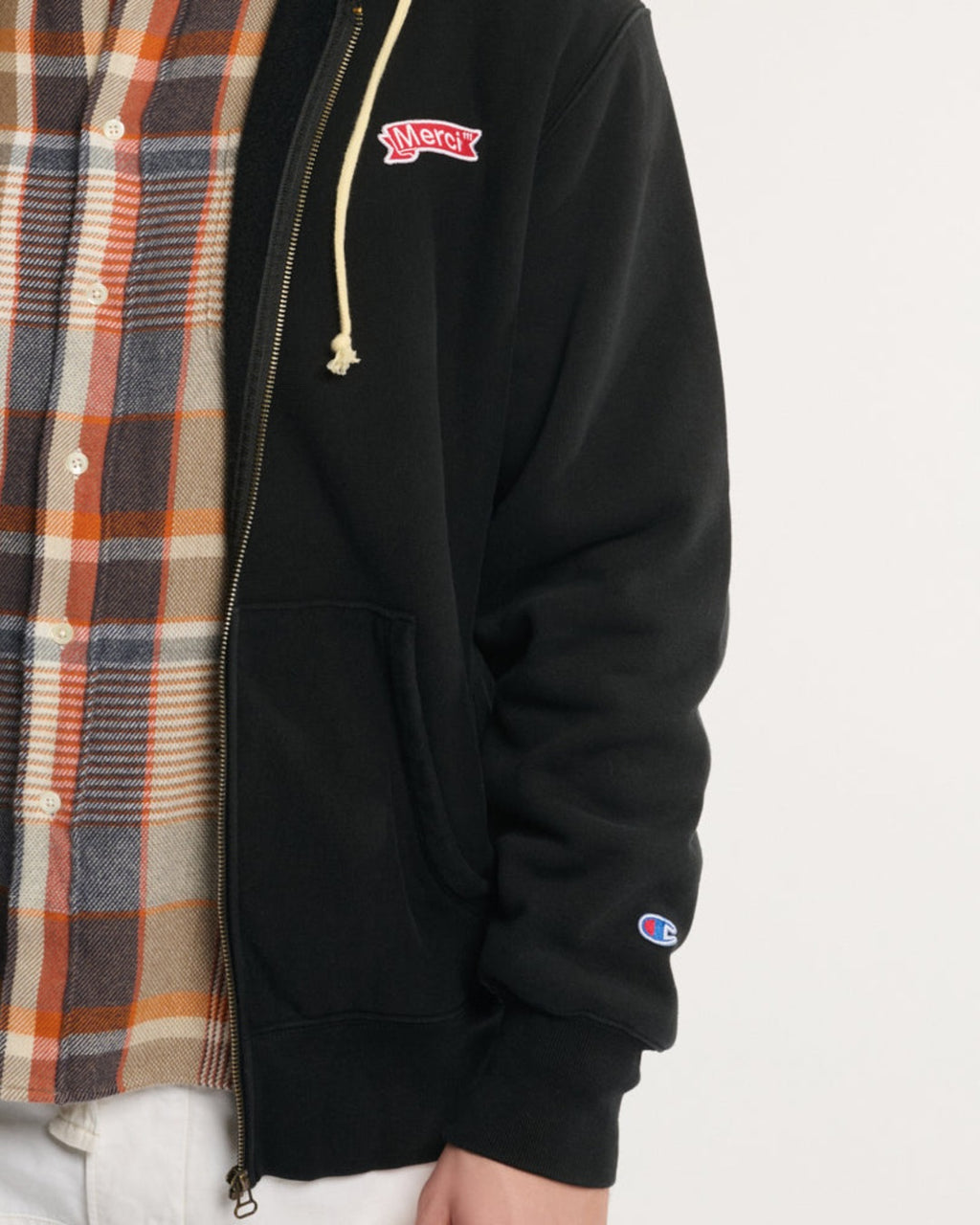 Merci x Champion - Merci Hoodie Patch Zip - Black