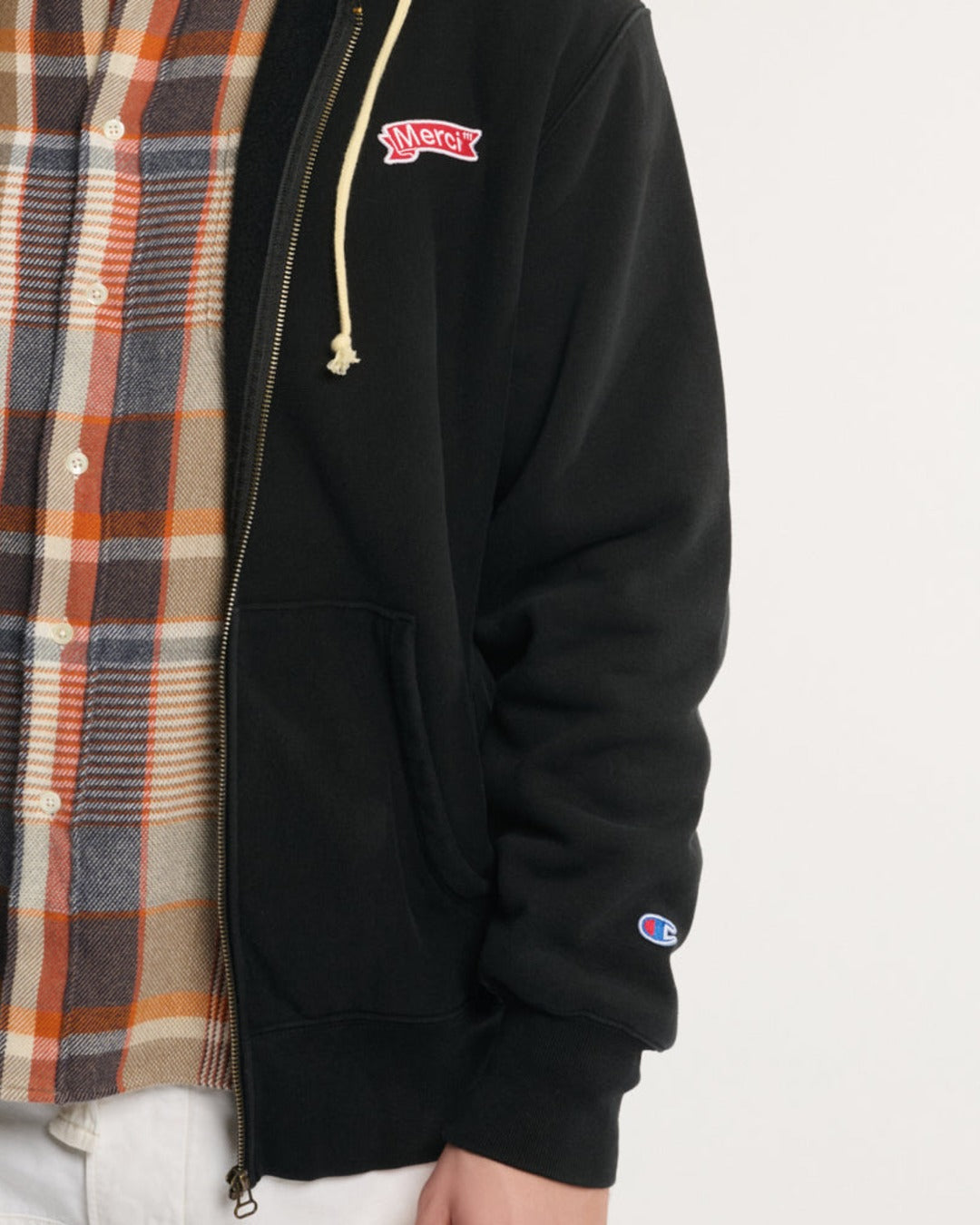 Merci x Champion - Merci Hoodie Patch Zip - Black