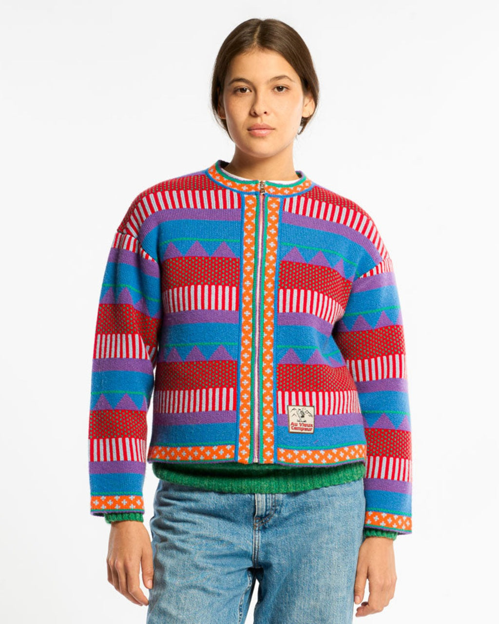 Au Vieux Campeur - Congés Payés - Nicole Cardigan - Blue & Red