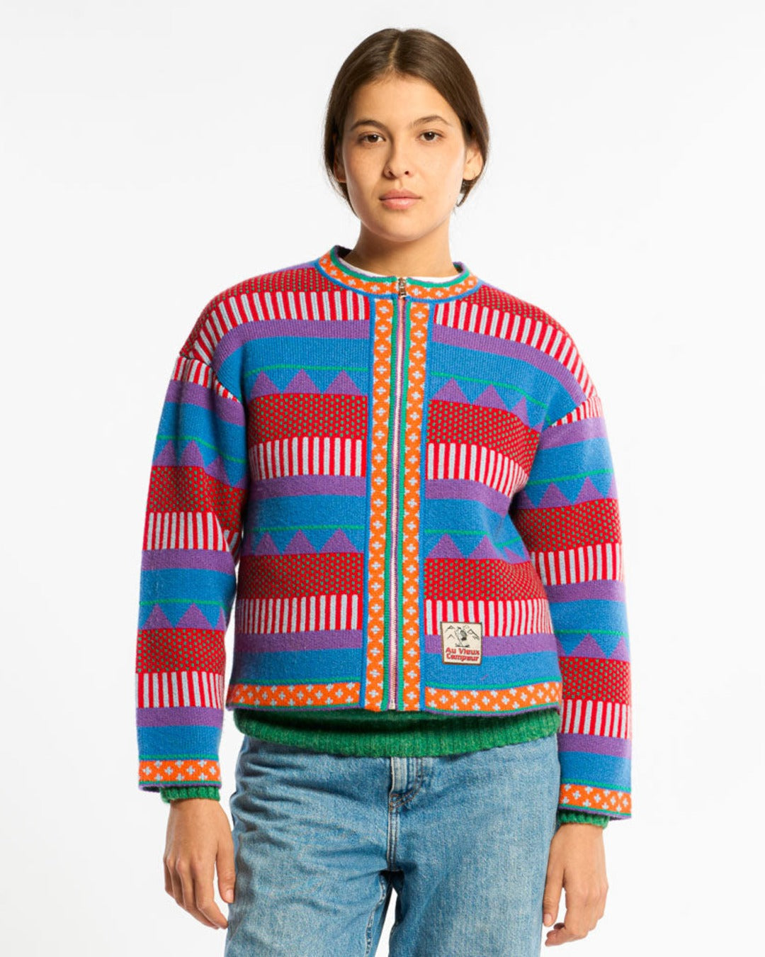 Au Vieux Campeur - Congés Payés - Nicole Cardigan - Blue & Red