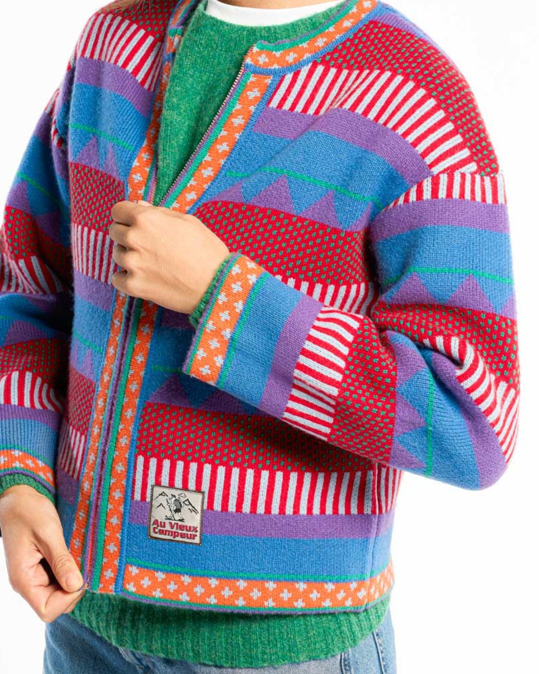 Au Vieux Campeur - Congés Payés - Nicole Cardigan - Blue & Red
