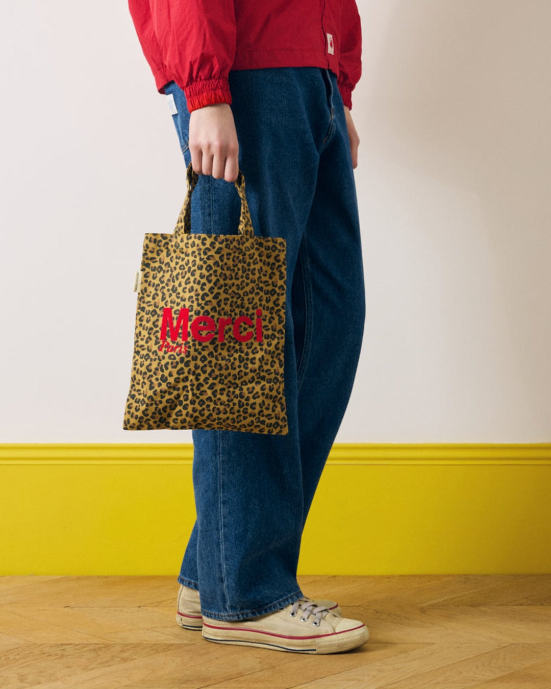Merci - Tote Bag En Coton - Léopard & Rouge