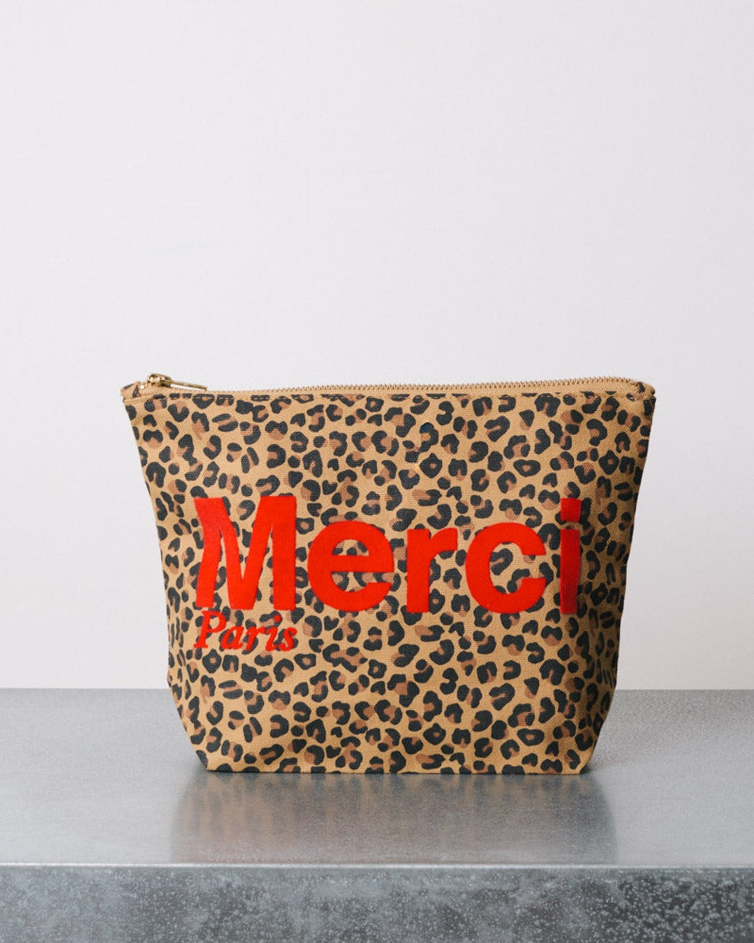Merci - Cotton pouch - Leopard & Red
