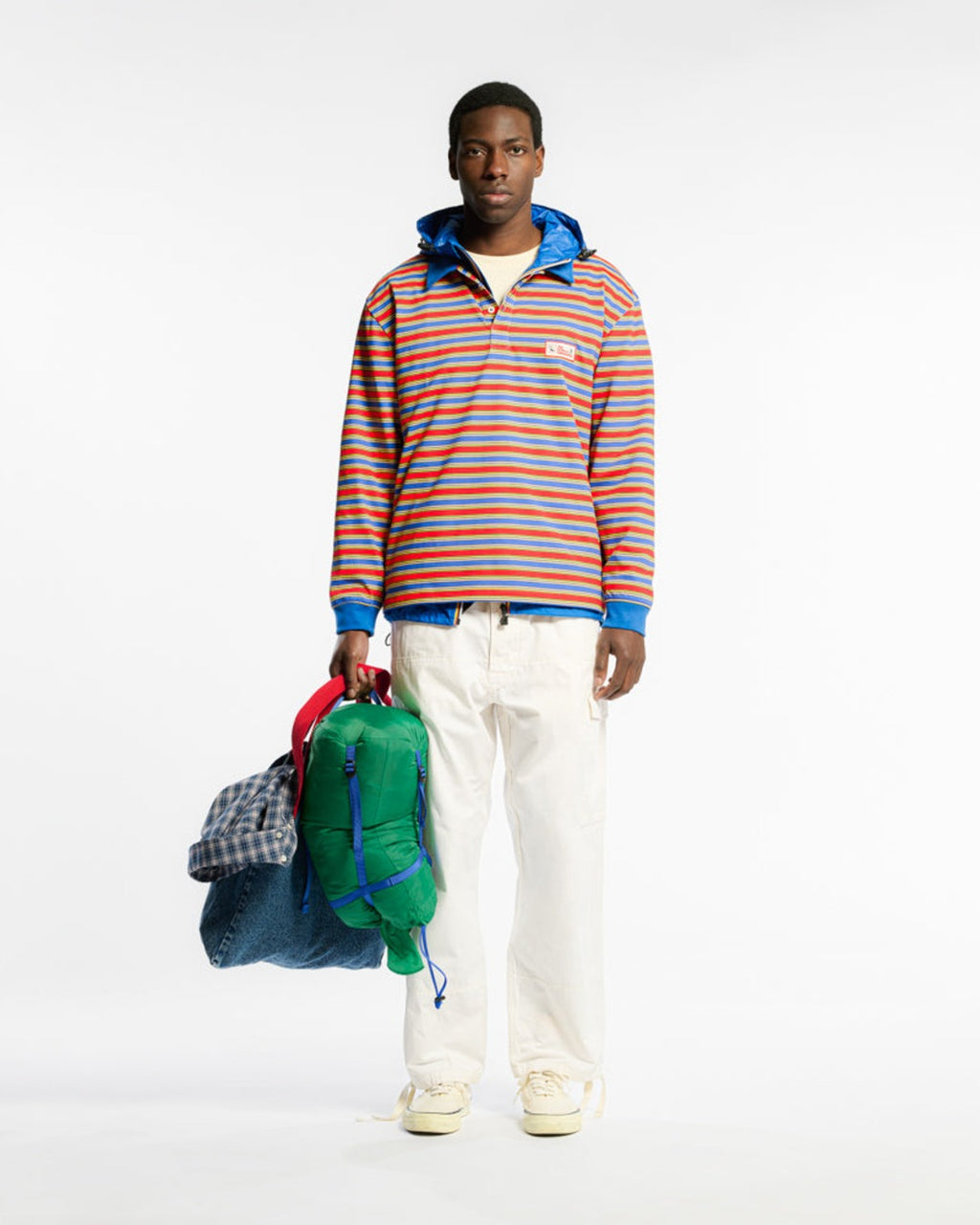 Au Vieux Campeur - Congés Payés - Polo Roger À Rayures - Vert Rouge & Bleu