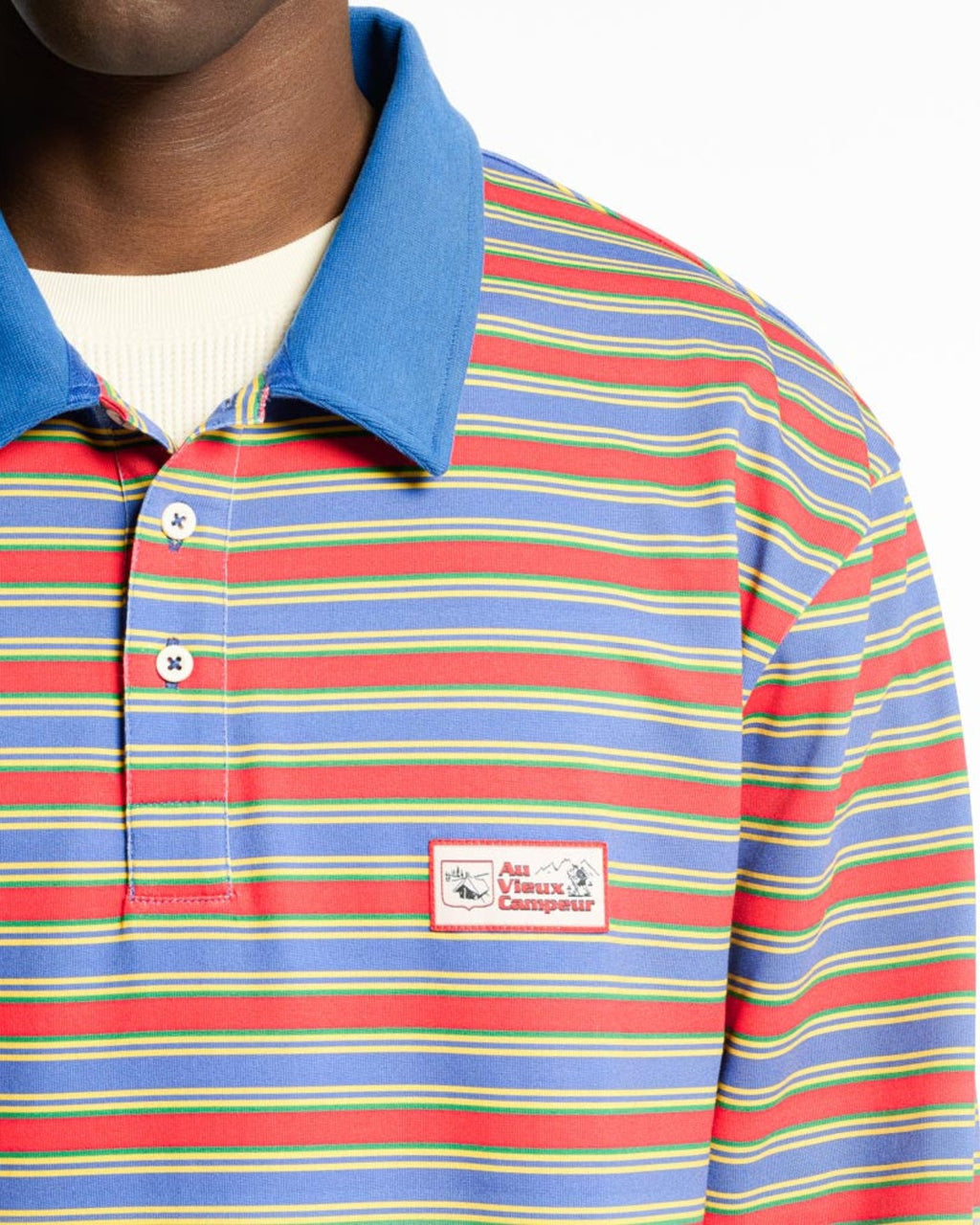 Au Vieux Campeur - Congés Payés - Polo Roger À Rayures - Vert Rouge & Bleu