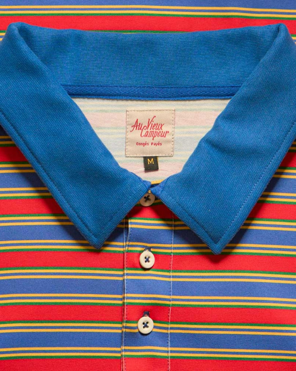 Au Vieux Campeur - Congés Payés - Polo Roger À Rayures - Vert Rouge & Bleu