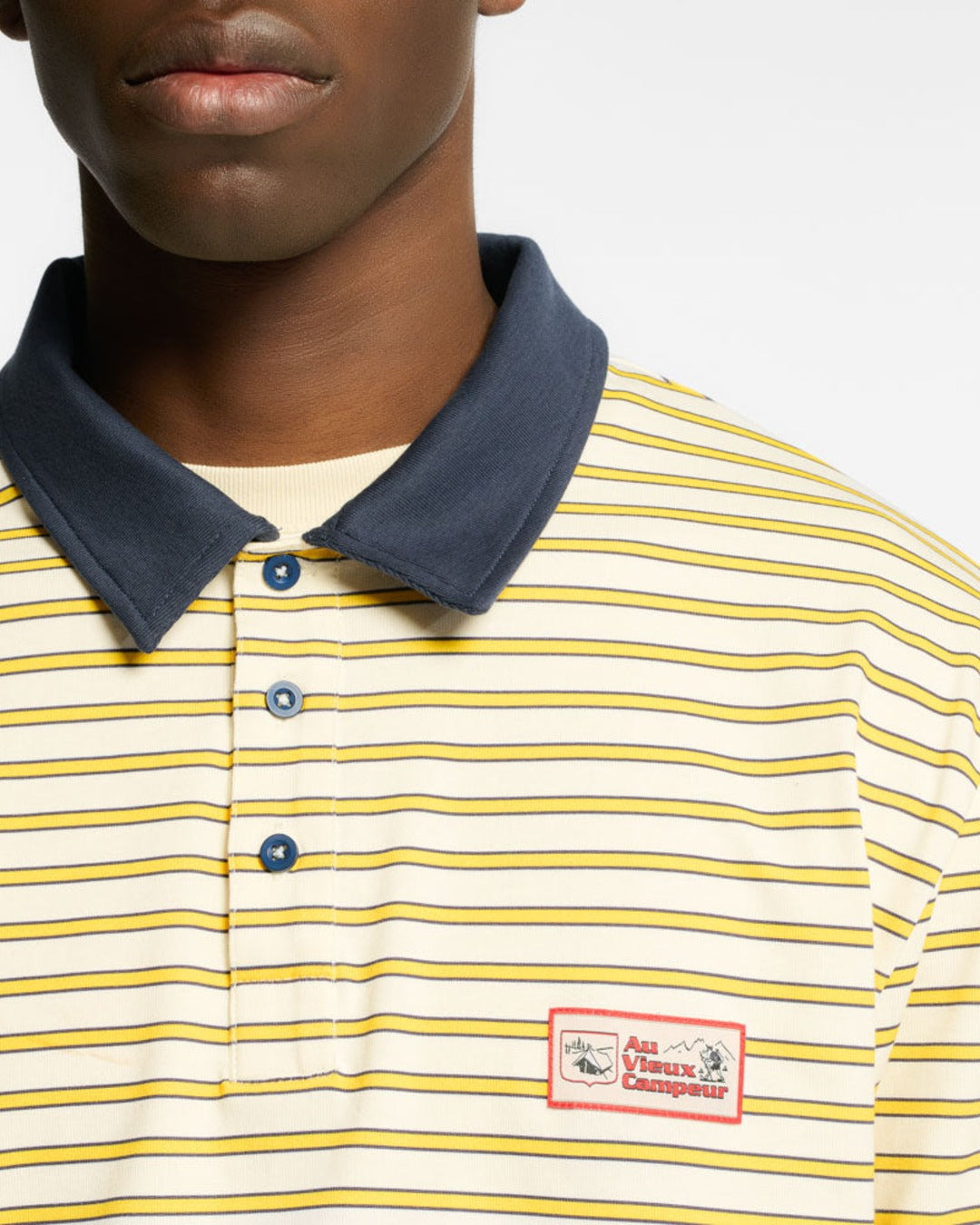 Au Vieux Campeur - Congés Payés - Polo Roger À Rayures - Bleu Jaune & Blanc