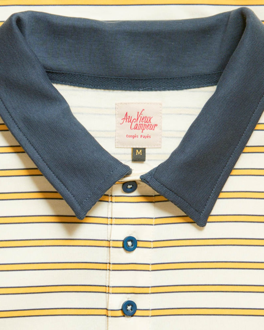 Au Vieux Campeur - Congés Payés - Polo Roger À Rayures - Bleu Jaune & Blanc