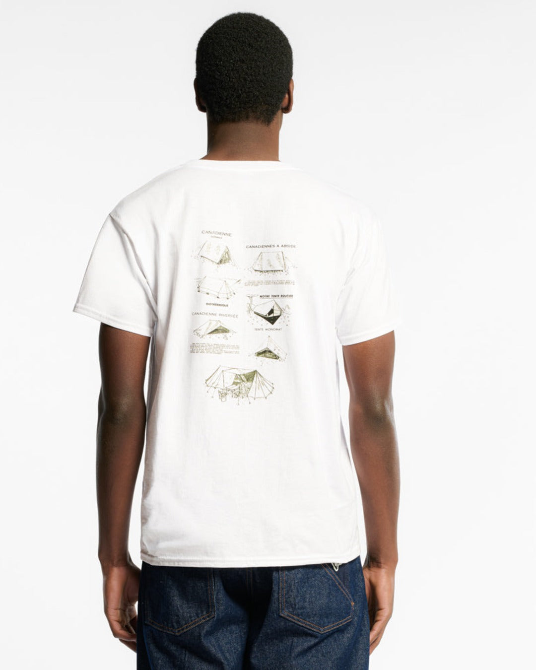 Au Vieux Campeur - Congés Payés - T-Shirt Manches Courtes Tentes - Blanc