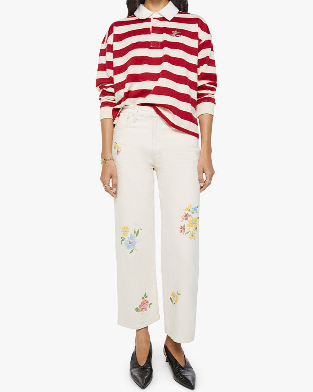 Merci x Mother - Mother x Merci - The Boxy Match Striped Polo - Red