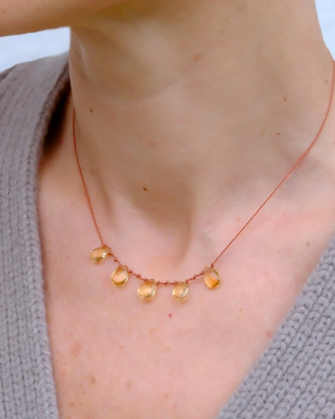 Ivarene - 5-drop necklace - Citrine