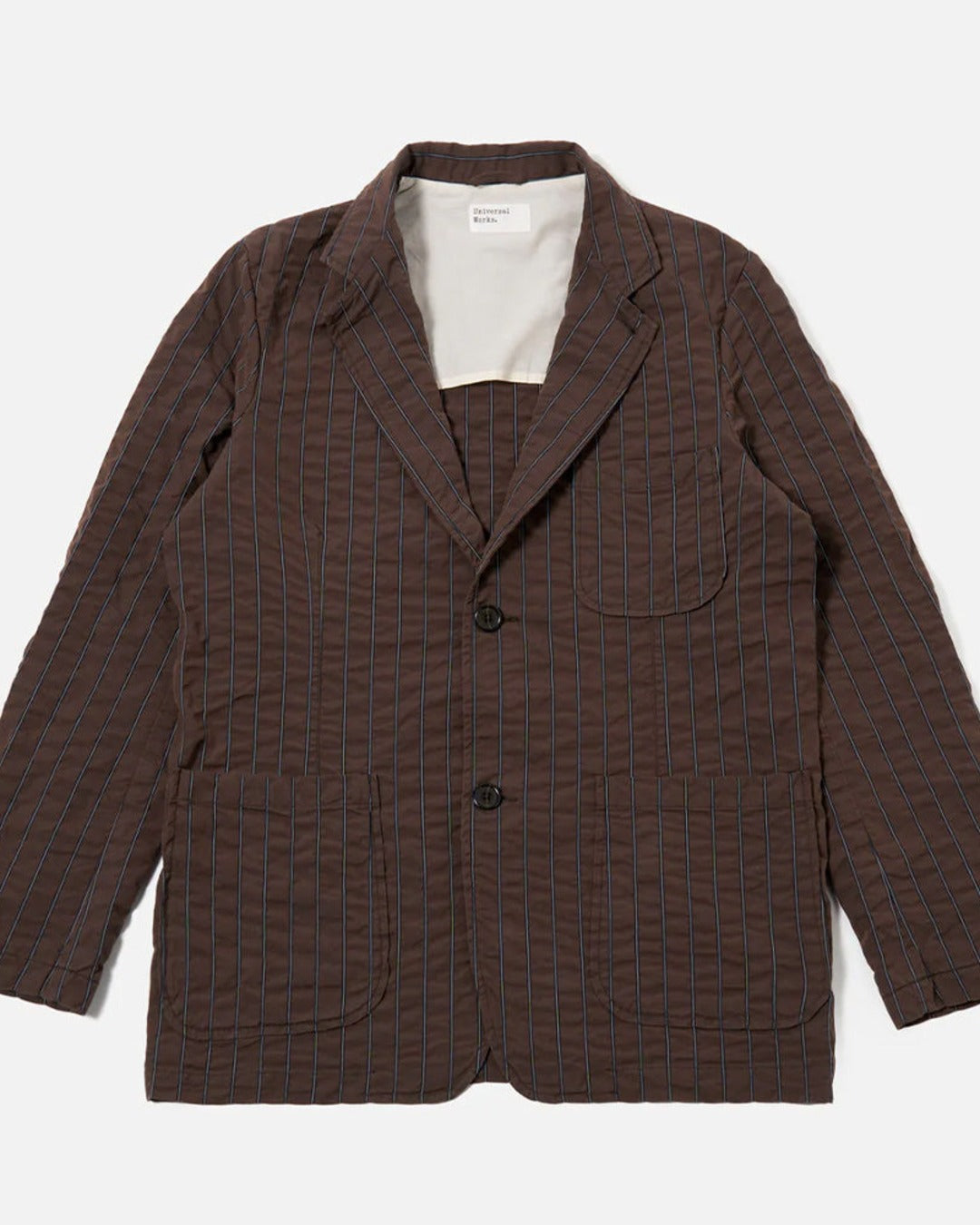 Universal Works - Veste Chester 2 boutons - Marron à rayures
