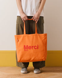 Merci - Tote Bag En Coton - Abricot & Framboise