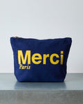 Merci - Pochette En Coton - Bleu Nuit & Banane